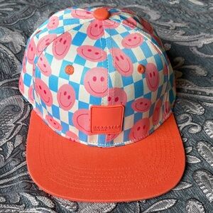 Cheerful Smiley Face Kids Cap - Pink and Orange